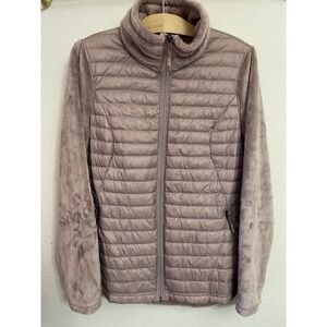 32 Degrees Heat Womens Mixed‎ Media Quilted Down Faux Fur Jacket Mauve Medium